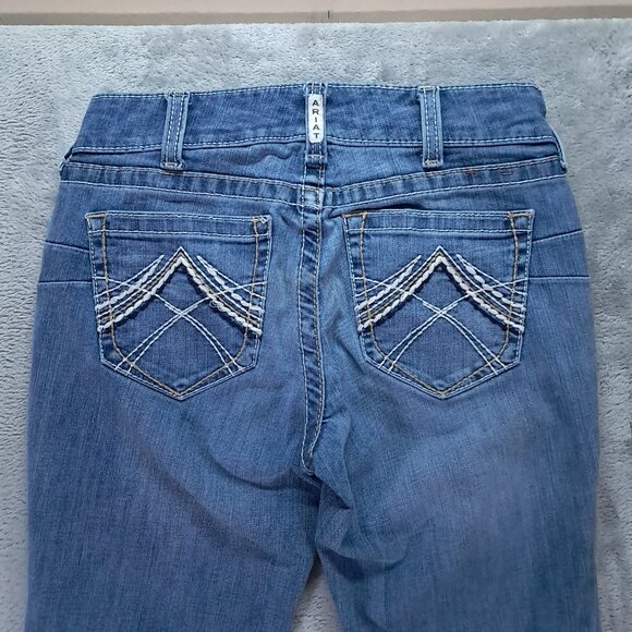Ariat REAL Denim Jeans Women 29x30, Tag 29 S Blue Stretch Whipstitch Bootcut - Picture 4 of 15